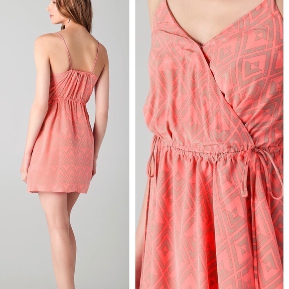 Rebecca Taylor Silk Print Faux Wrap Dress - Picture 3 of 11